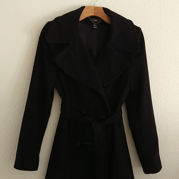 H&M Wool Winter Coat Black sz 6 - Picture 2 of 11